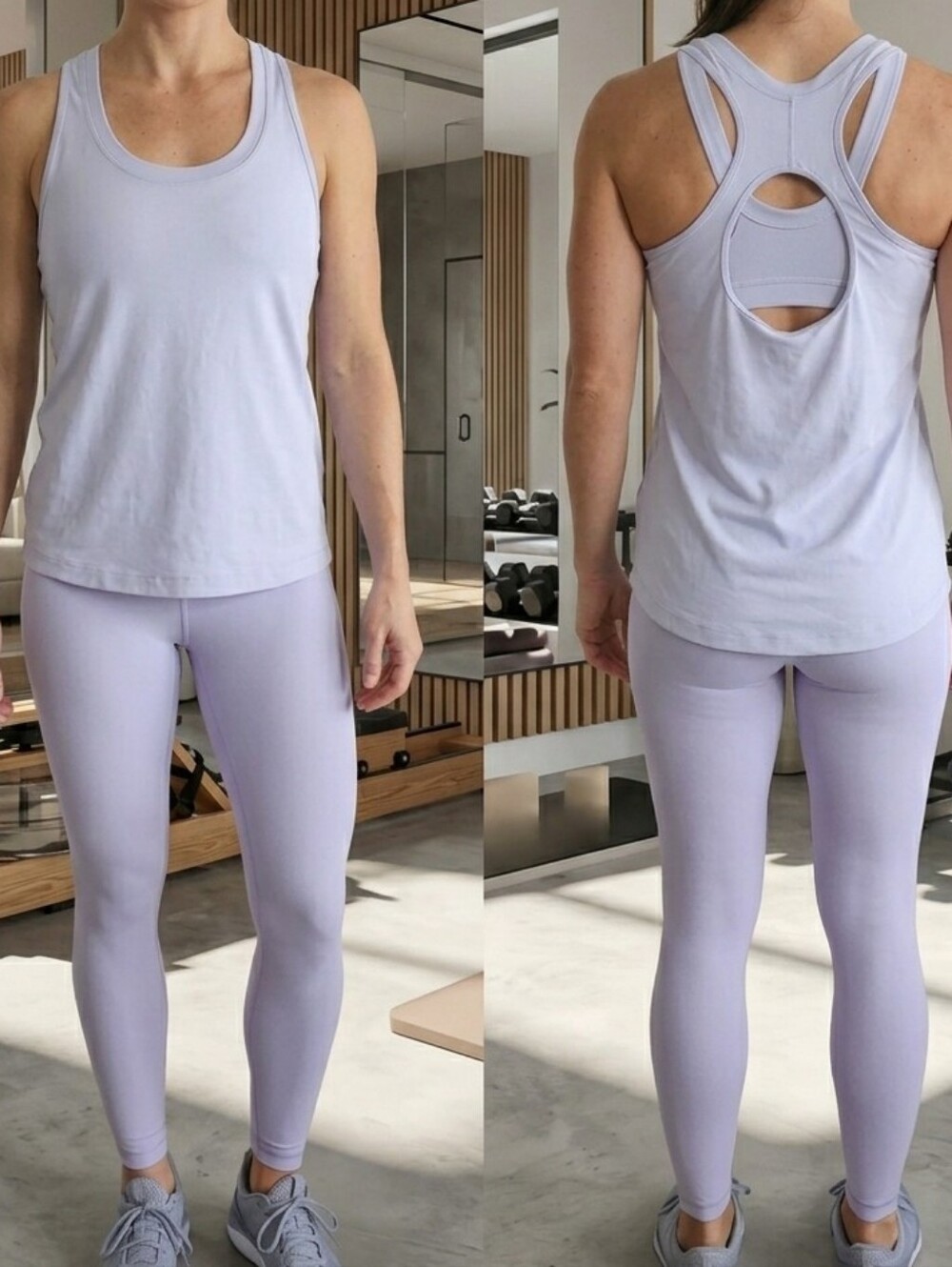 Athleta Pastel Lavender Light Blue Keyhole Racerback Active Tank Top Size M